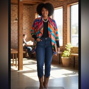 LUCKY & BLESSED JACKET SIZE 3X EUC RADIANT COLORS FOR FALL